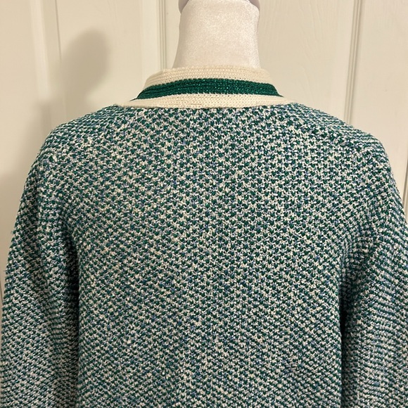 Maje Maitresse Green Lurex Metallic Threaded Cardigan Sweater Size 3, US Large - Picture 13 of 16